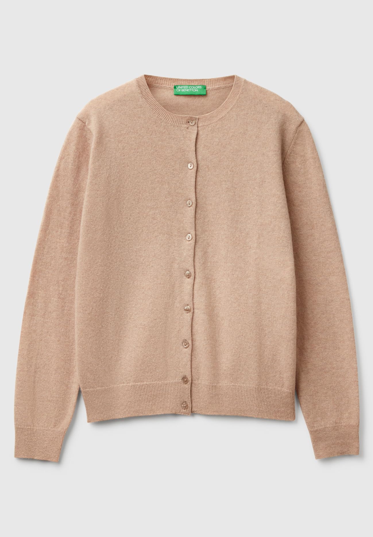 Benetton 1002d5485 cardigan donna beige 562 manica lunga