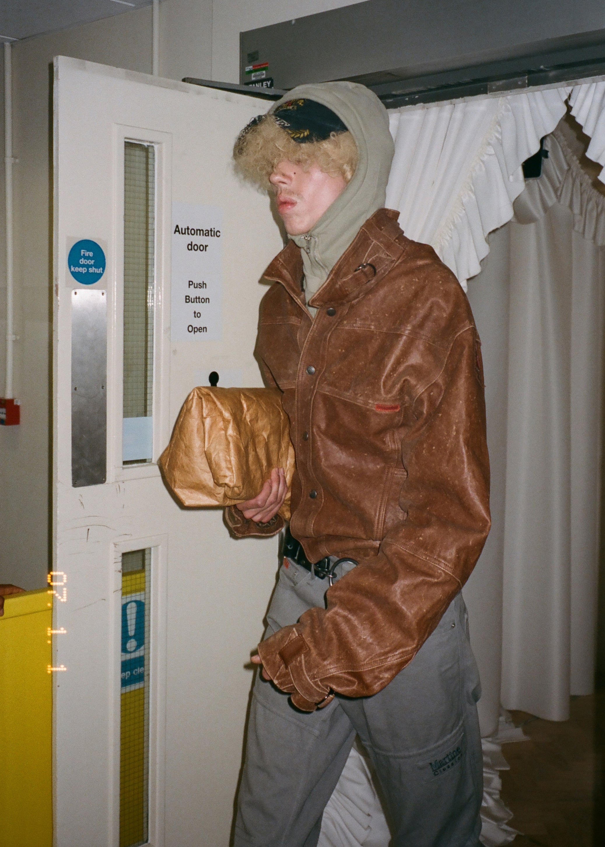 Martine Rose Cut Peak Cappellino Hood Black Washed Sage