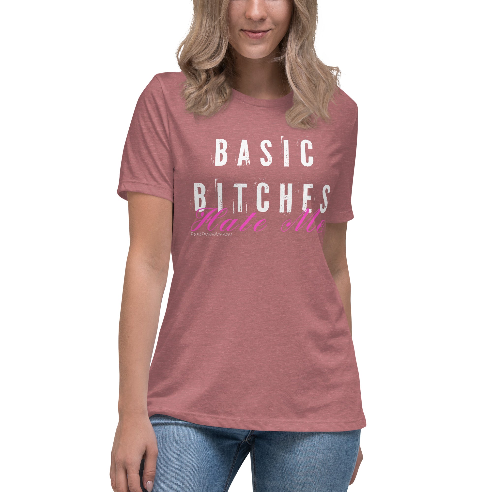 Pure Trash Basic Bitches Hate Me maglietta donna nera cotone