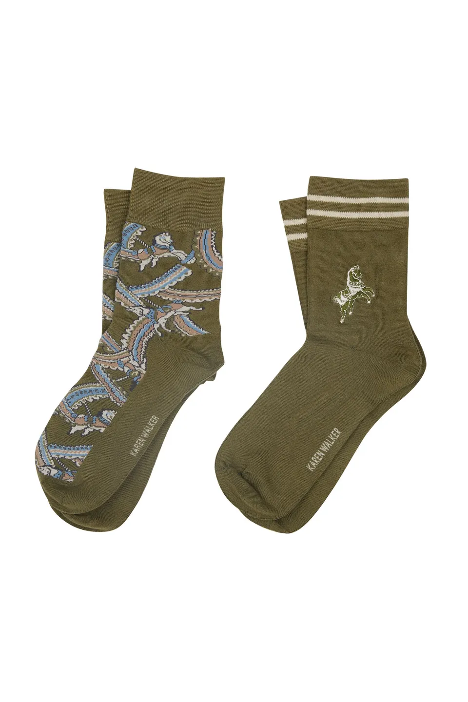 Karen Walker Carousel Socks calze Green Multi 2 paia bamboo