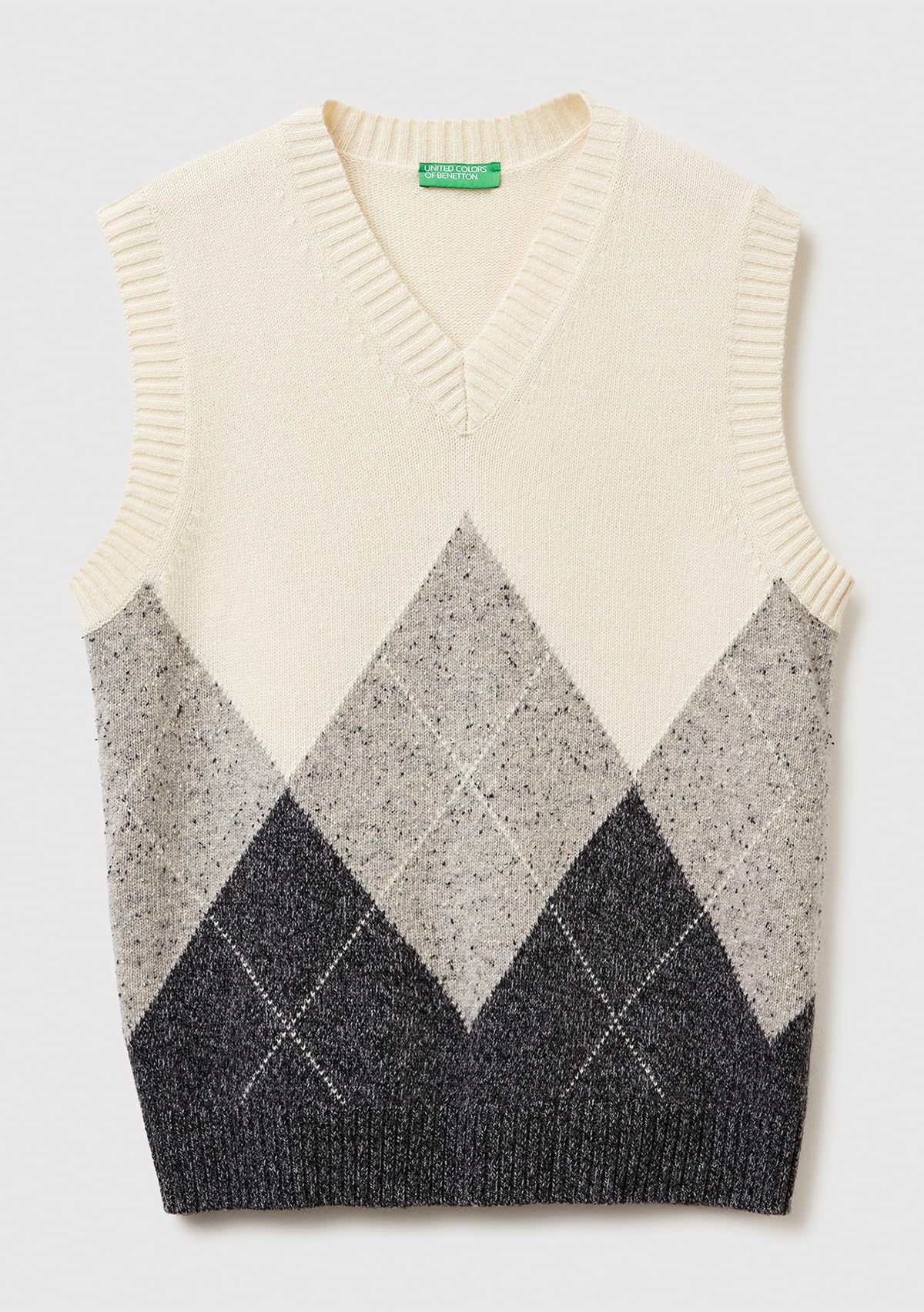 Benetton 1ngvk401j Gilet Uomo XS Maglia Rombi Regular