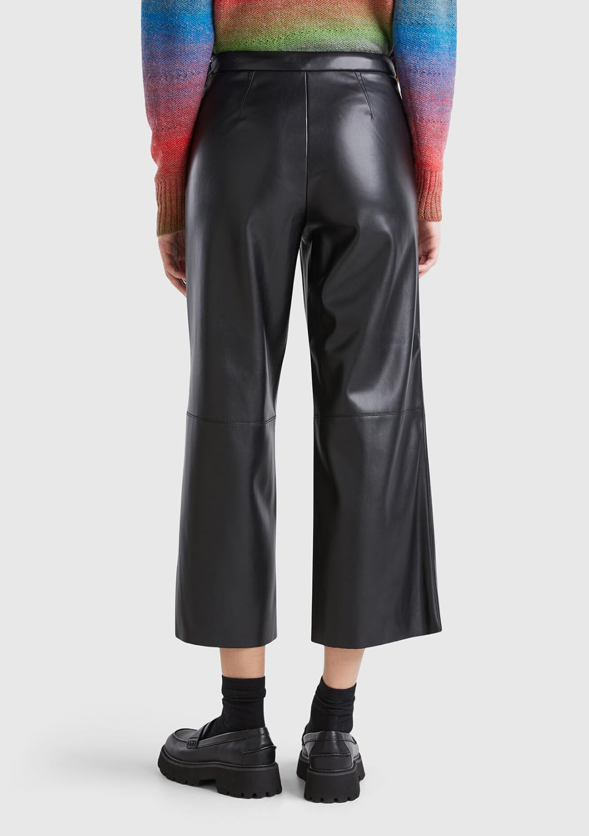 Benetton 4ivrdf084 pantaloni donna 36 ecopelle capri