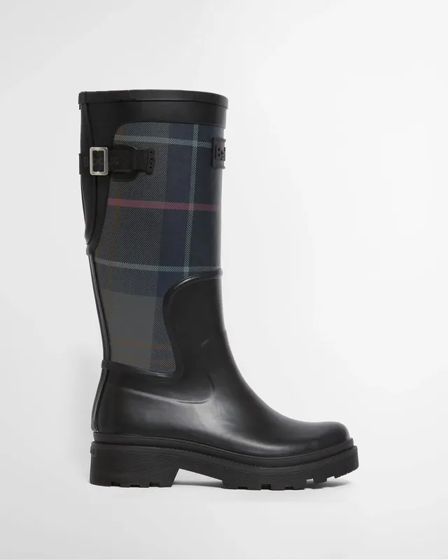 Barbour Dena LRF0153 Stivale Donna Nero Tartan Gomma