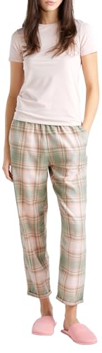 Benetton Pantalone Pigiama Donna Flanella Taglia L Tinto Filo