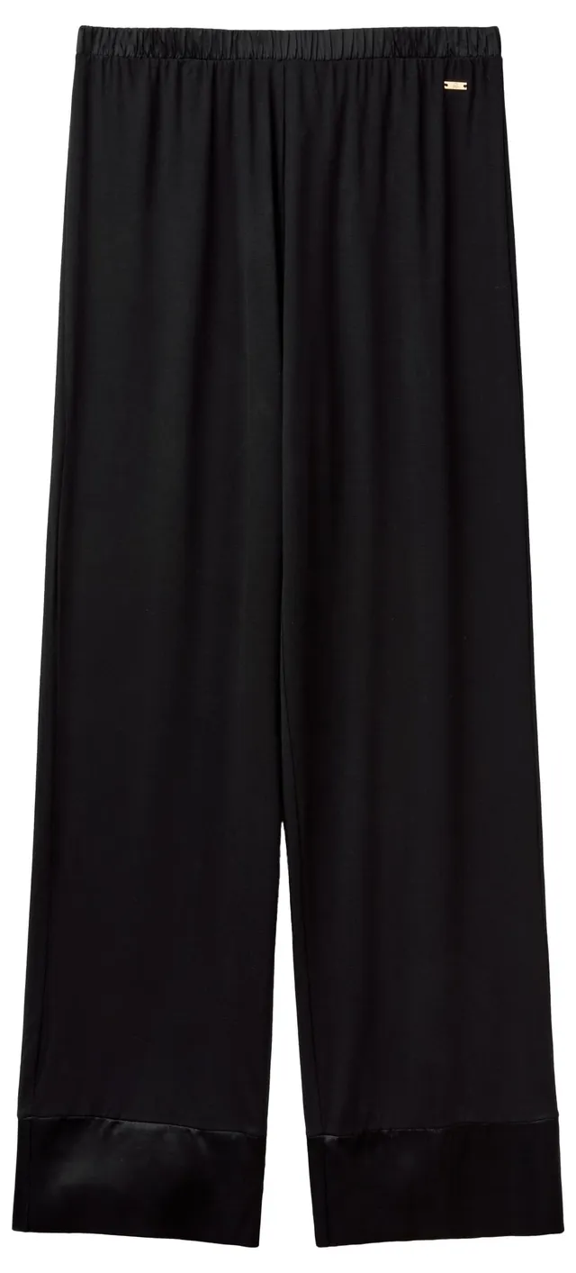 Benetton Pantalone Pigiama Donna Modal Taglia M Bordo Seta