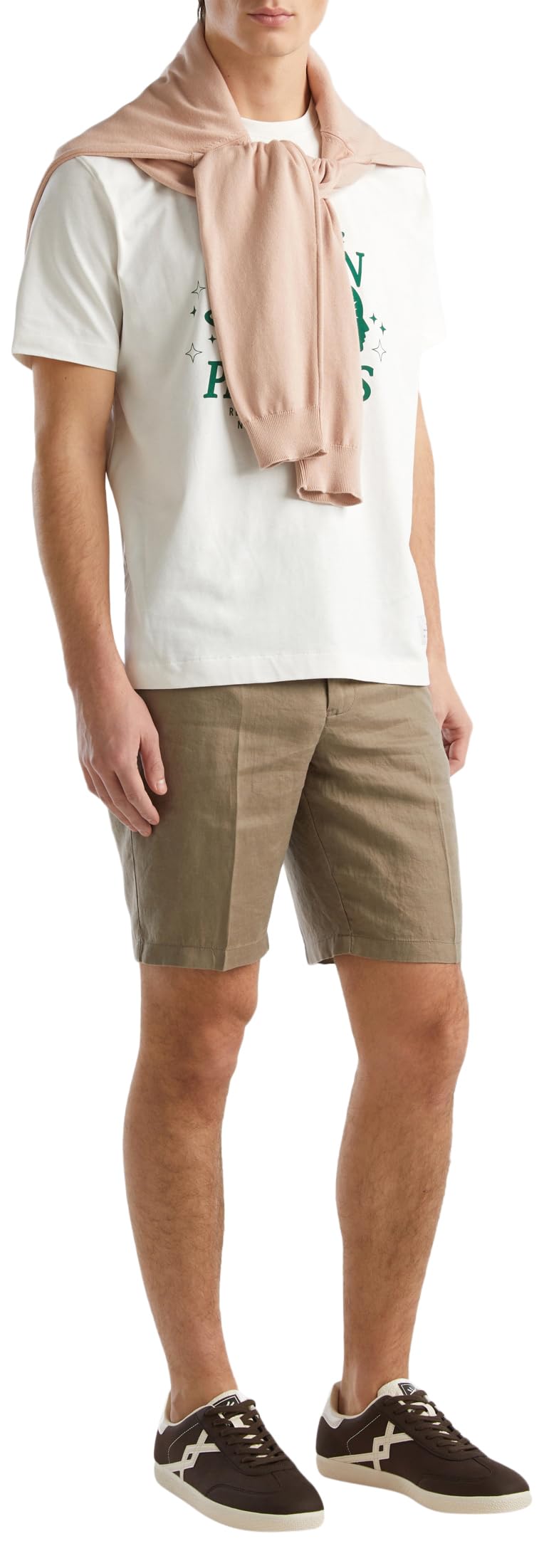 Benetton 4AGH59548 Bermuda Uomo 58 lino chino beige