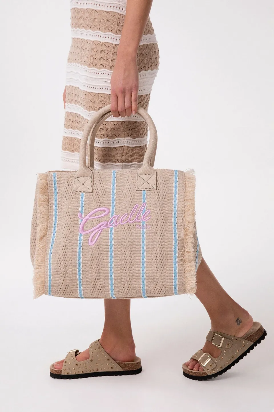 Gaelle Paris GAACW03186 Maxi Shopper Beige Cotone Rosa