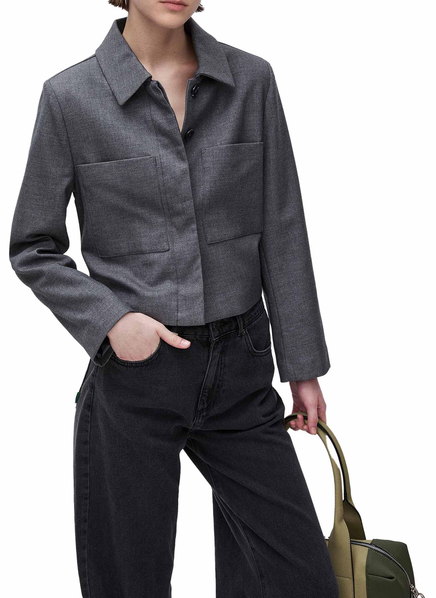 Benetton Giubbino 24t0dn09p Giacca Donna 38 Grigio