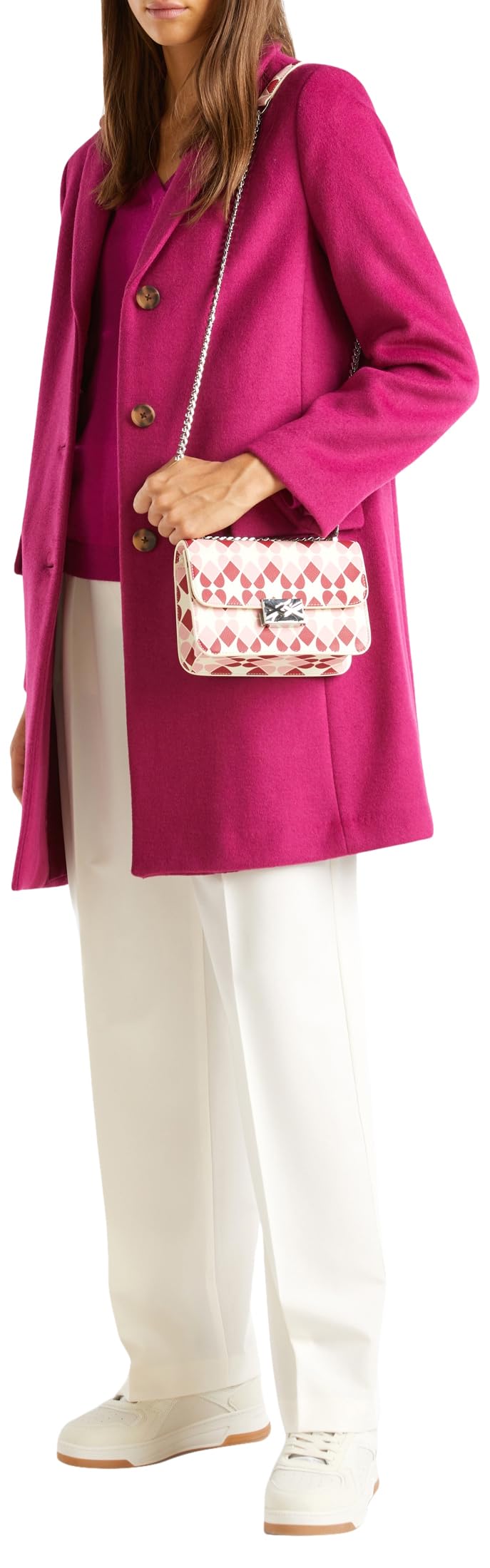 Benetton 2u62dn062 cappotto donna viola 36 panno lana