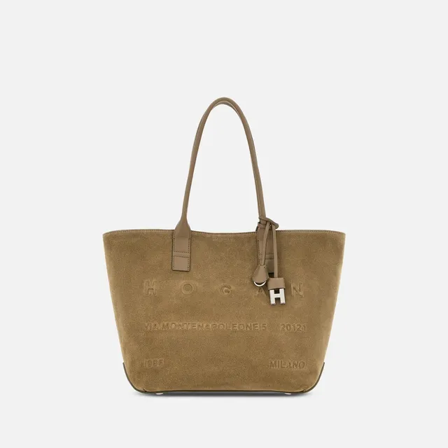 Hogan Address Borsa Shopping Piccola Beige Pelle