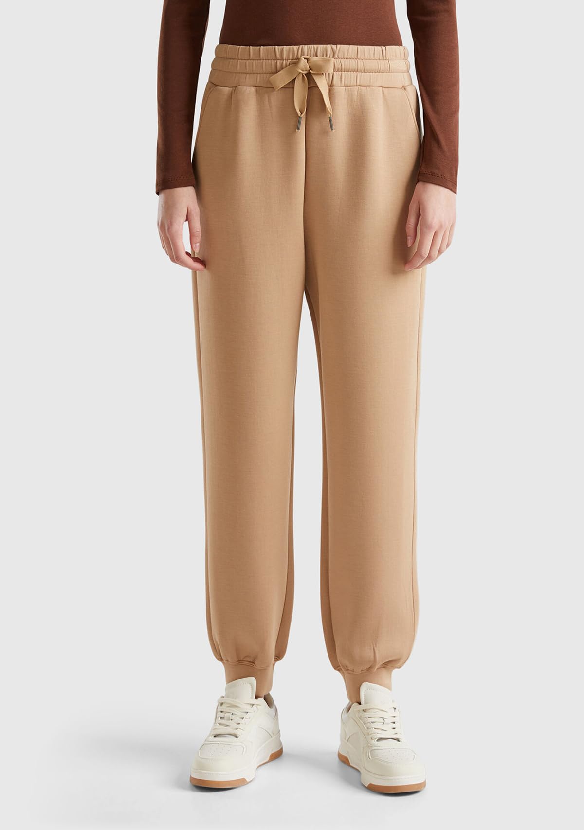 Benetton Pantaloni Felpa Donna Taglia L con Polsino