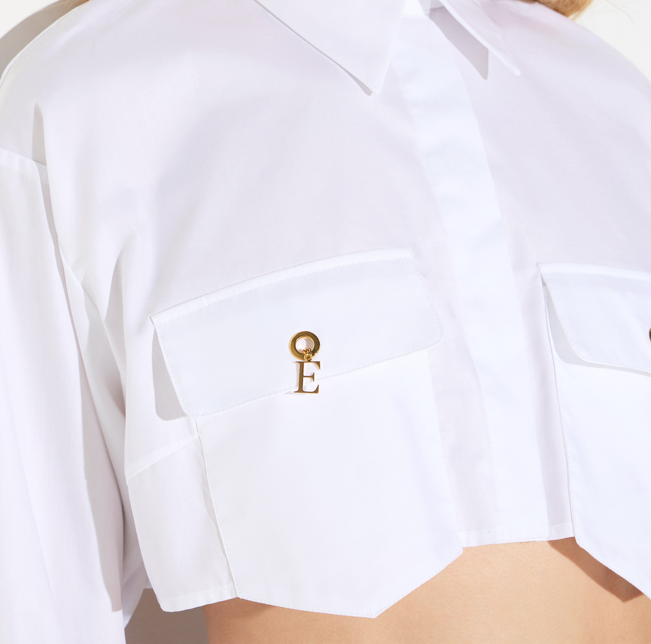 Elisabetta Franchi CA19266E2 camicia cropped bianca cotone