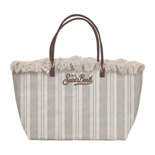MC2 Saint Barth City Bag Fringe Borsa Beige Double Stripes