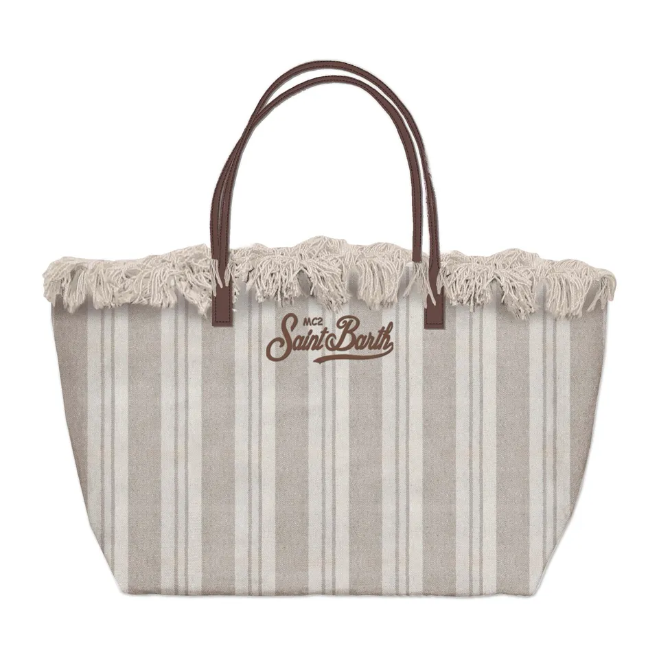 MC2 Saint Barth City Bag Fringe Borsa Beige Double Stripes
