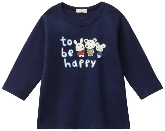 Benetton T-shirt manica lunga girocollo stampa ad acqua