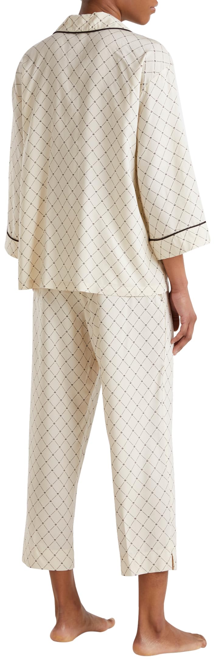 Benetton Pigiama Donna Camicia Pantaloni Capri Monogram