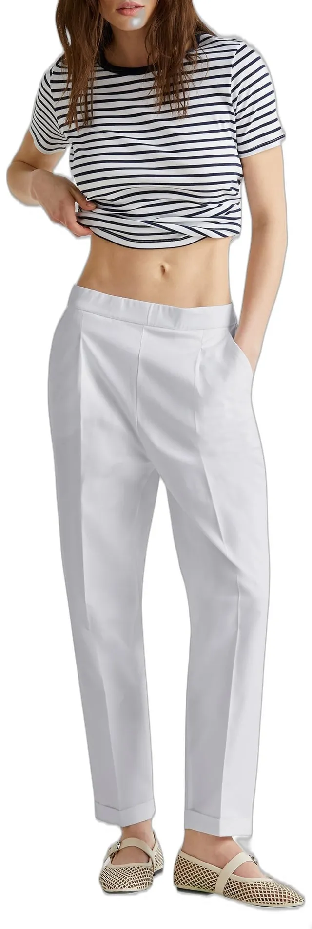 Benetton 40fadf092 Pantaloni Donna Blu cotone stretch