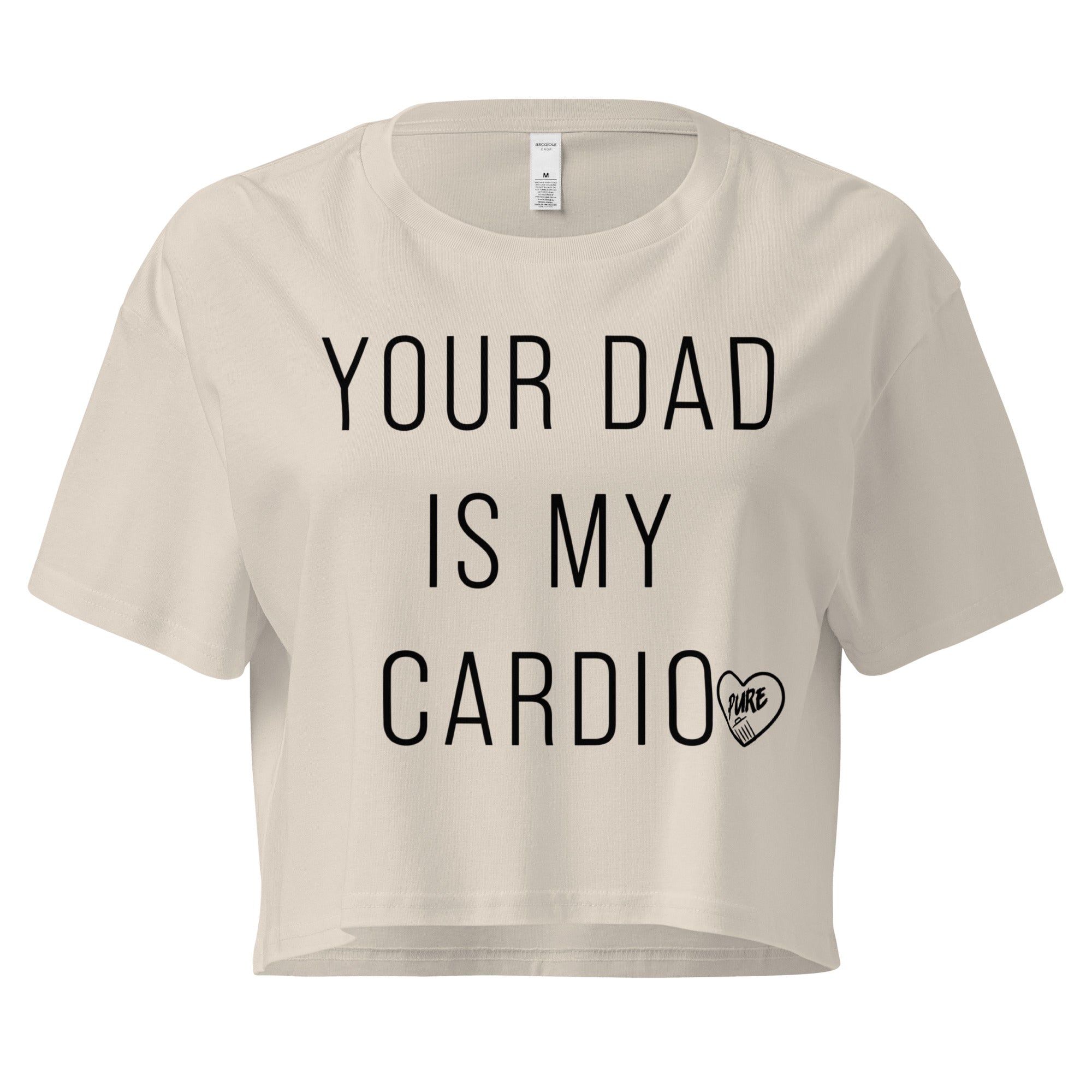 Pure Trash Your Dad is My Cardio top crop nero cotone