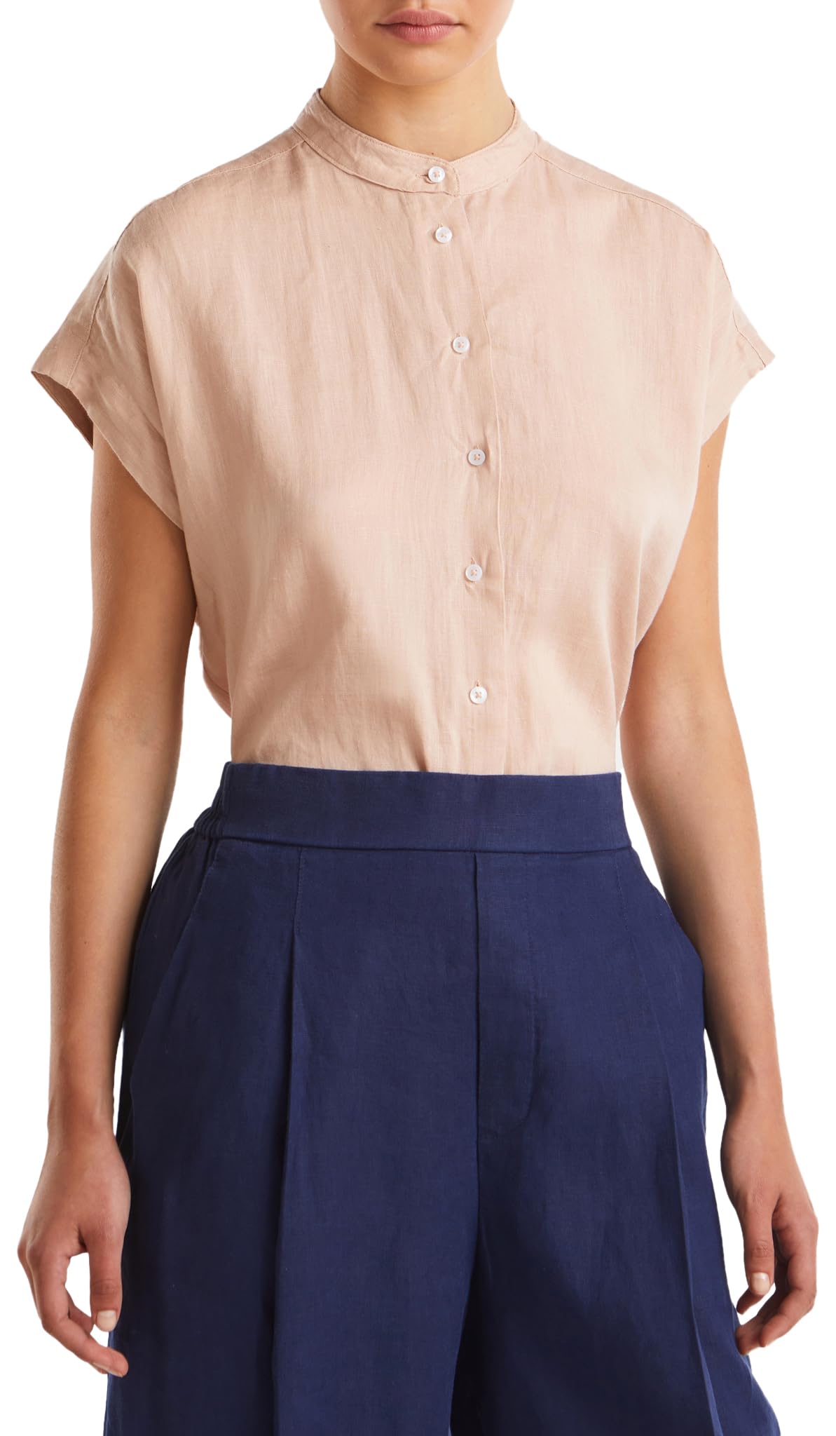 United Colors of Benetton Camicia Donna Cipria Scuro Lino