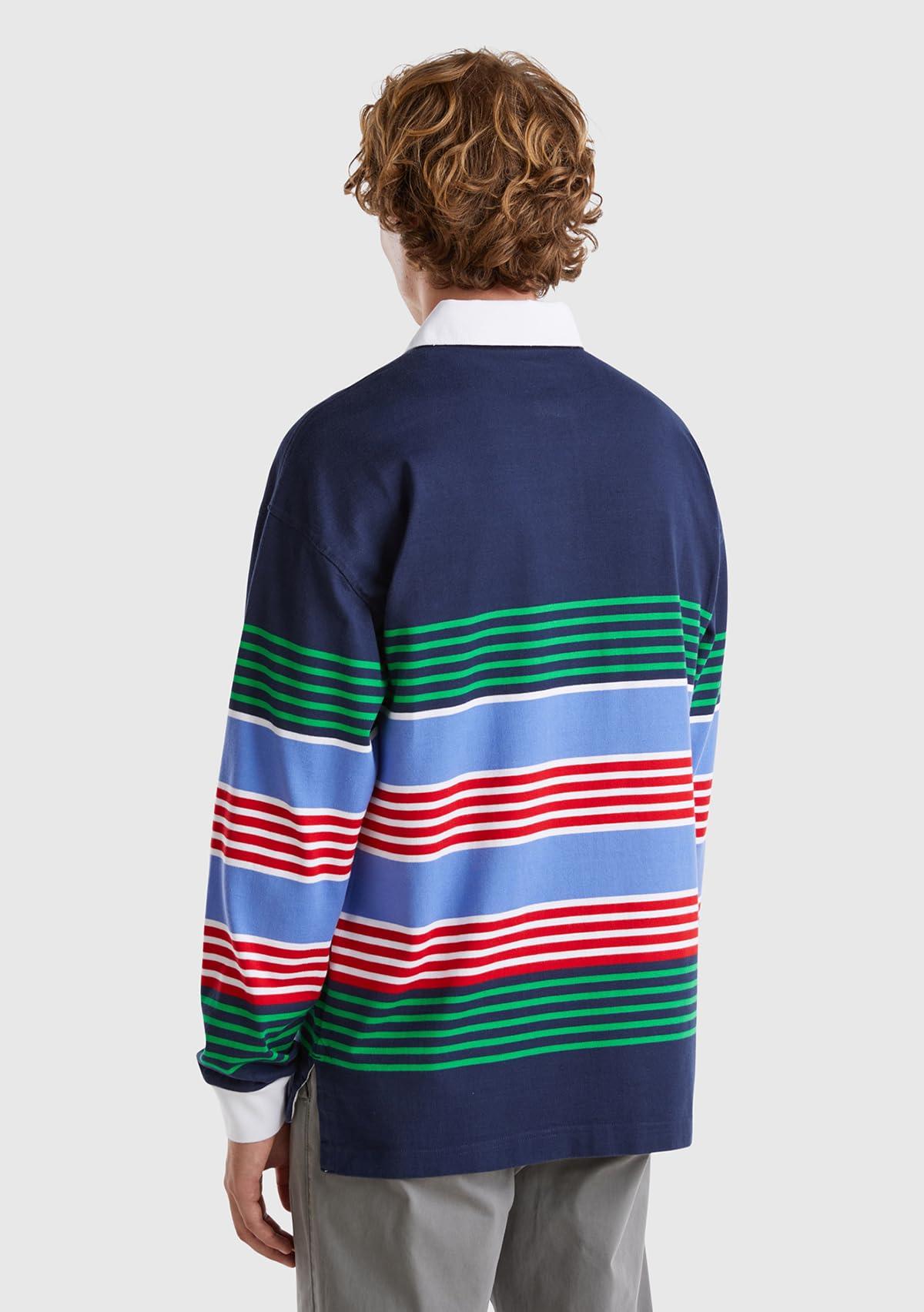 Benetton Polo Rugby Rigata Uomo XXL Manica Lunga