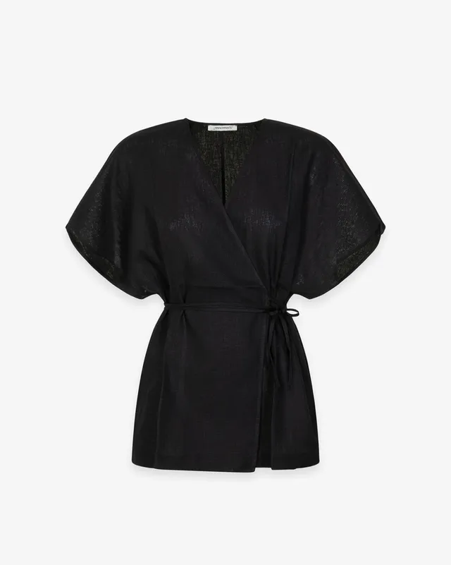 Hinnominate Kimono HMABW02634 Camicia Donna Nero Lino