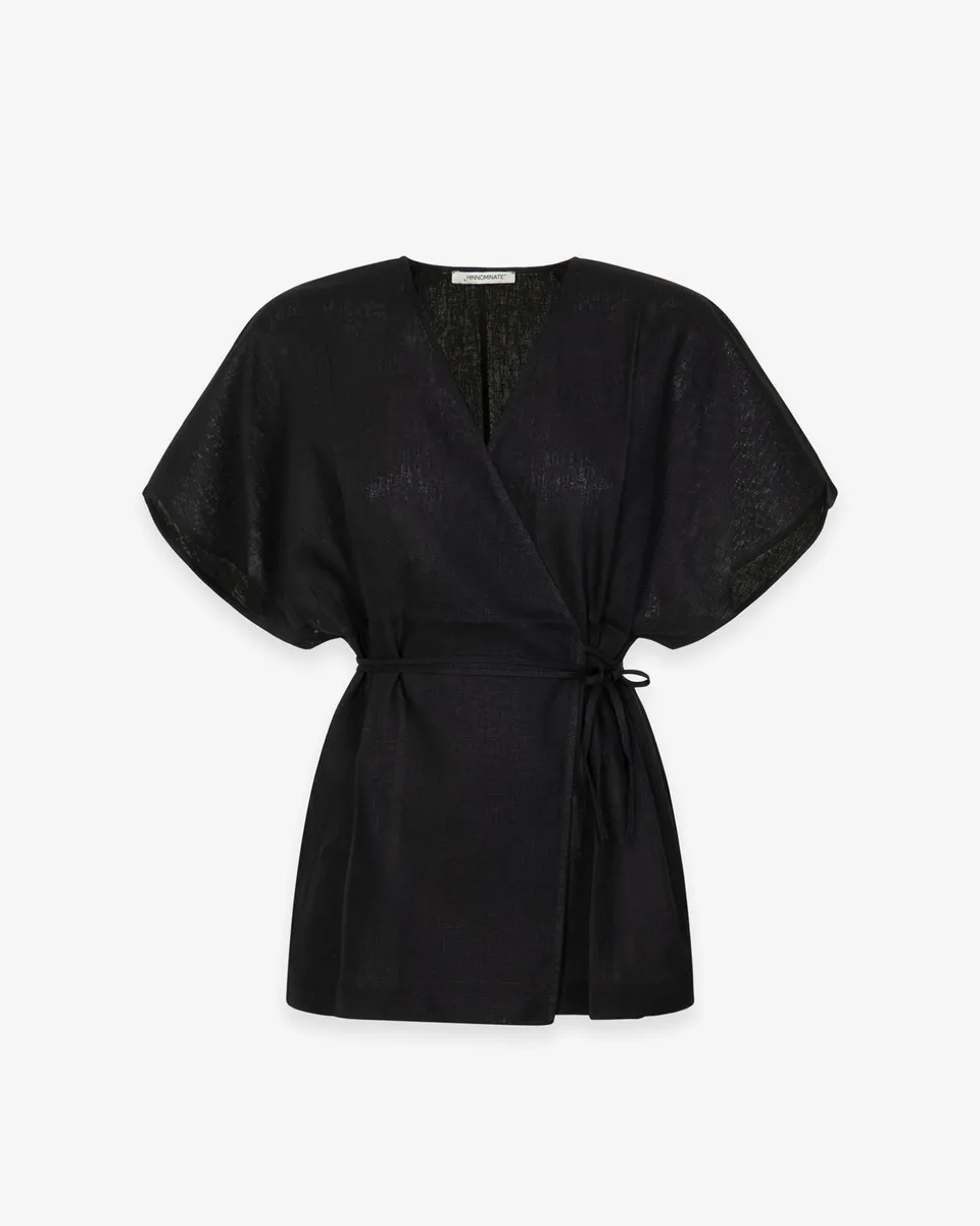 Hinnominate Kimono HMABW02634 Camicia Donna Nero Lino