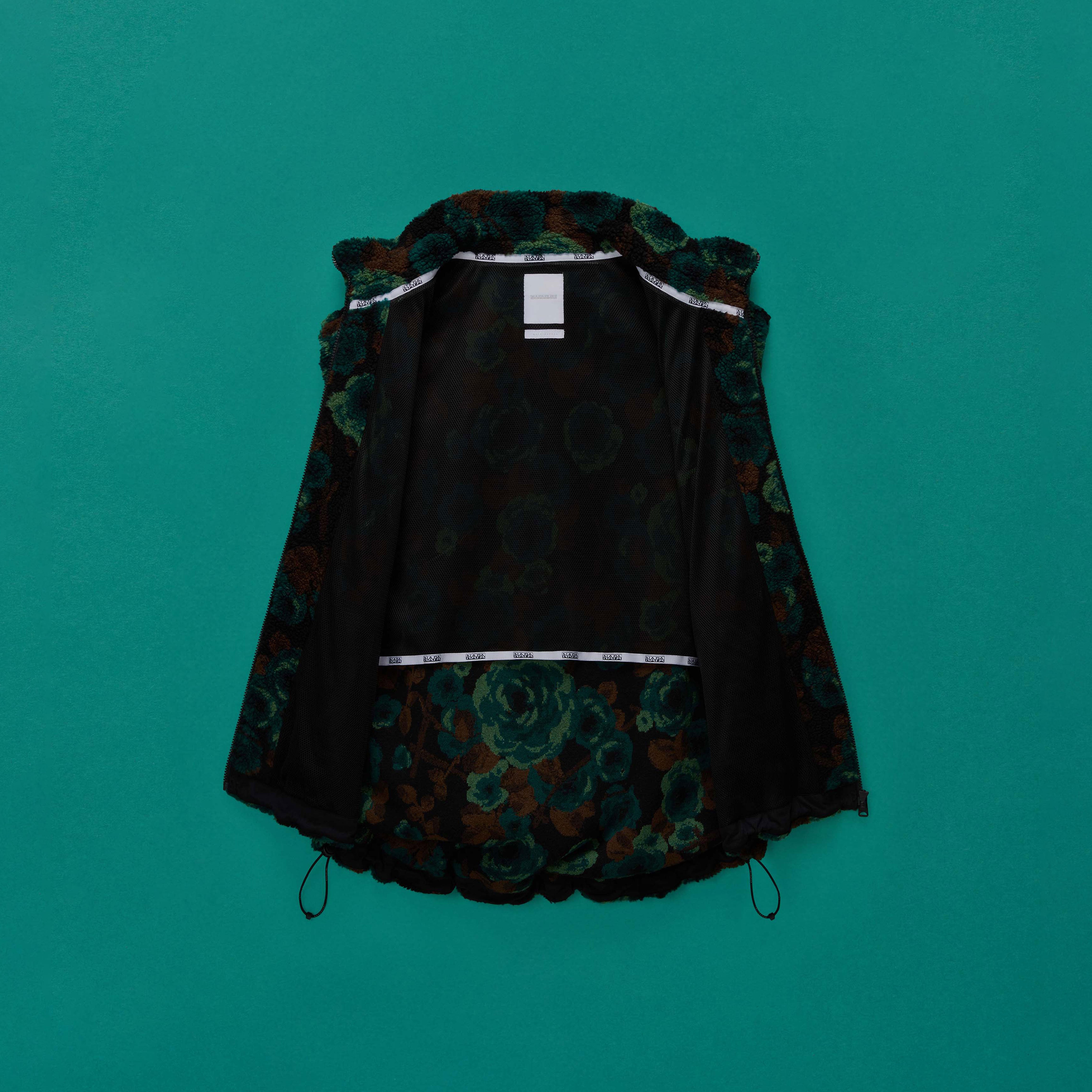 Martine Rose Emin Jacquard Fleece Vest gilet Teal Floral pile