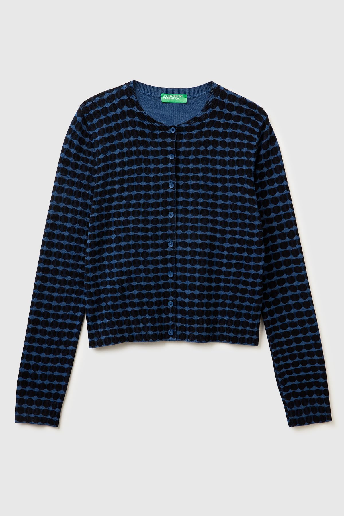 Benetton Maglieria Maglia Coreana Scollo Rotondo Stampa Allover