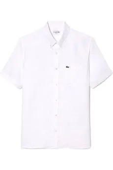 Lacoste CH5699 Camicia Lino Bianca Maniche Corte
