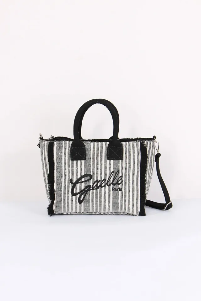 Gaelle Paris GAACW03191 shopper nero righe cotone