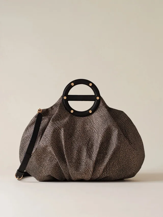 Borbonese 91010211 Vis a Vis Medium Bauletto OP Naturale Nero