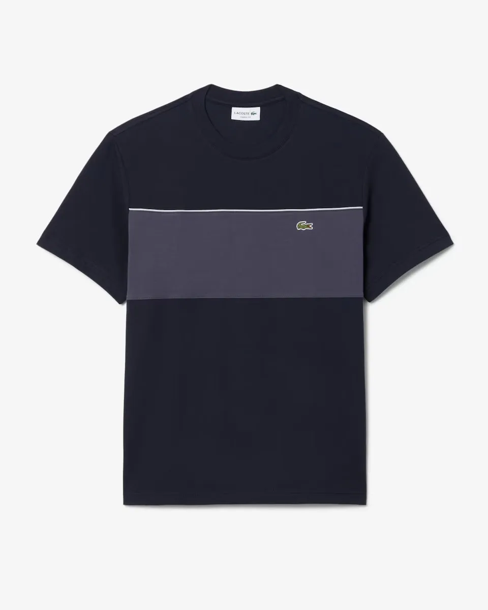 Lacoste TH0896 t-shirt noir gris cotone color block
