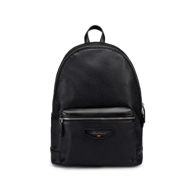 Santoni UIBBA3131TRA Zaino Pelle Martellata Nero Fumo