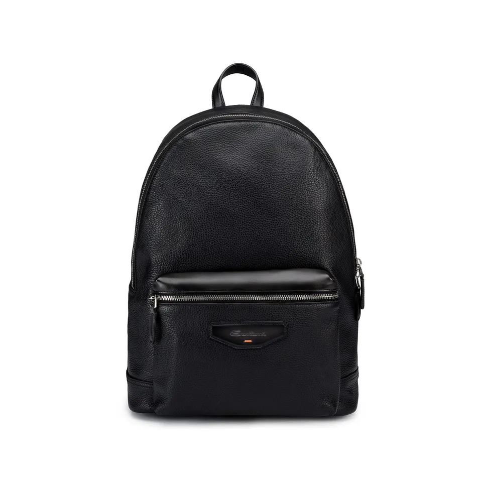 Santoni UIBBA3131TRA Zaino Pelle Martellata Nero Fumo