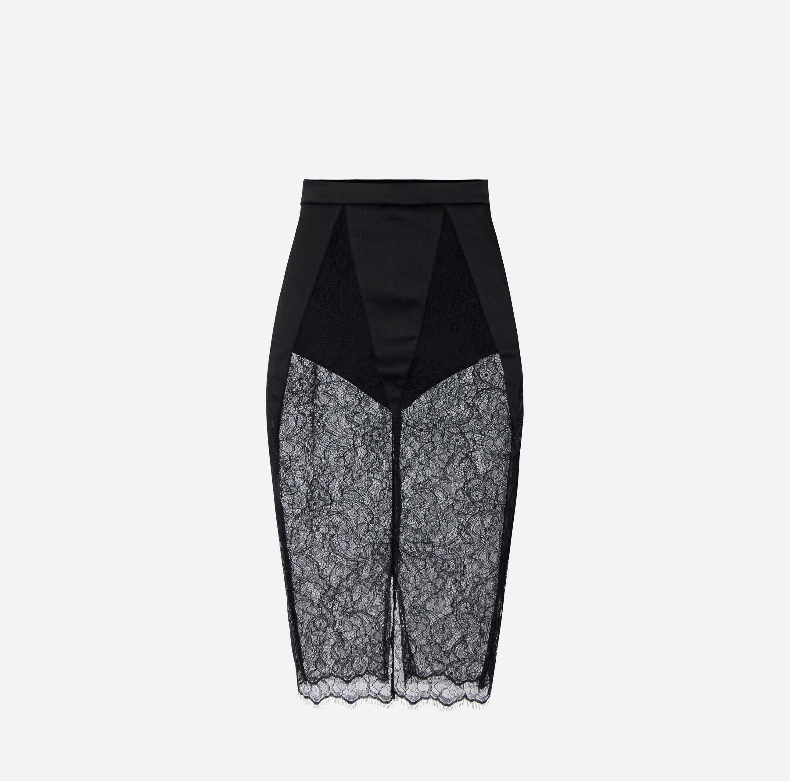 Elisabetta Franchi GO21266E2 gonna midi pizzo nero