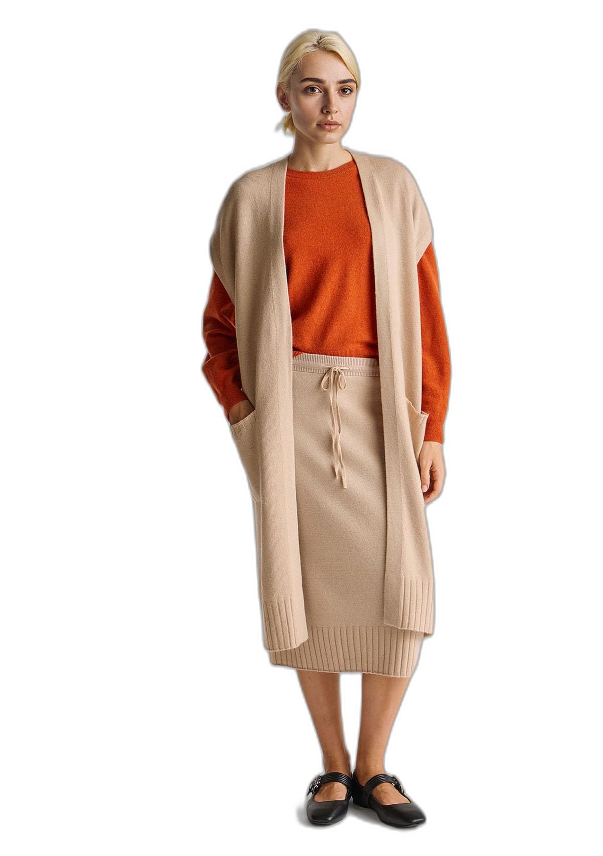 Benetton Maglieria Cardigan Gilet Lungo Senza Bottoni