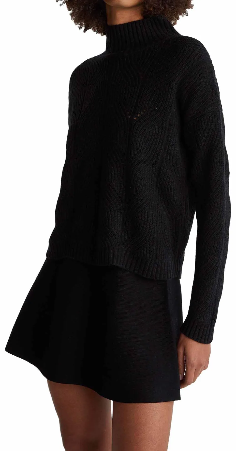 Benetton Maglieria 1fdfd10f2 Maglia Donna Collo Alto Nero Inglese