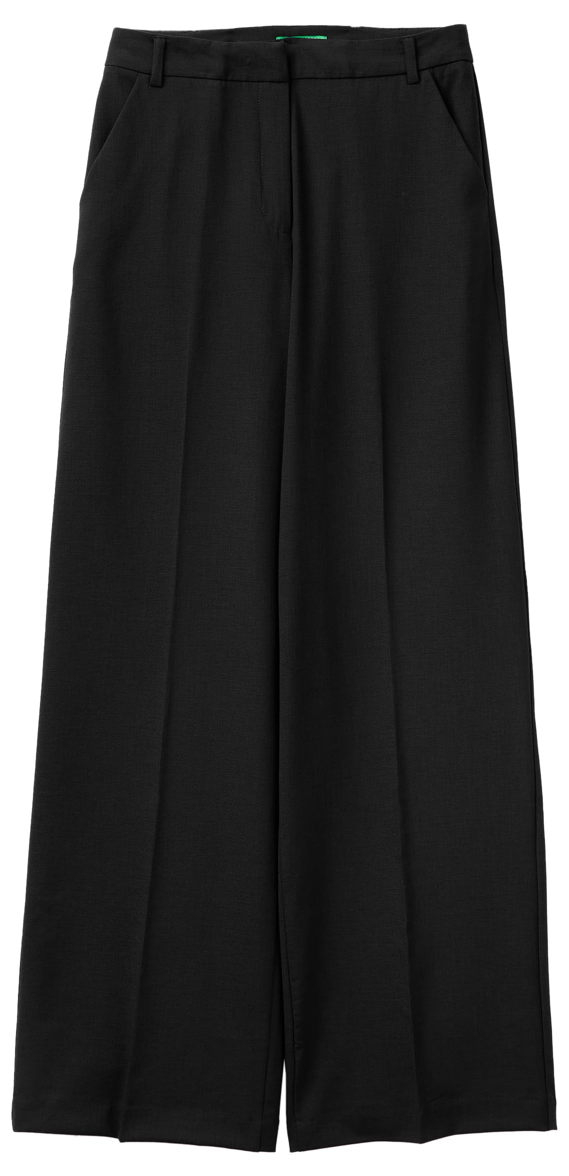 Benetton 4962DF07F pantaloni donna neri gamba ampia