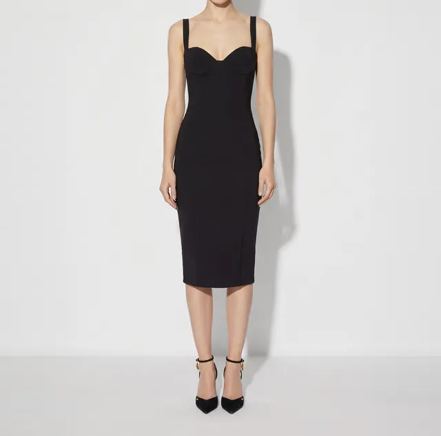 Elisabetta Franchi AB00267E2 abito midi nero aderente