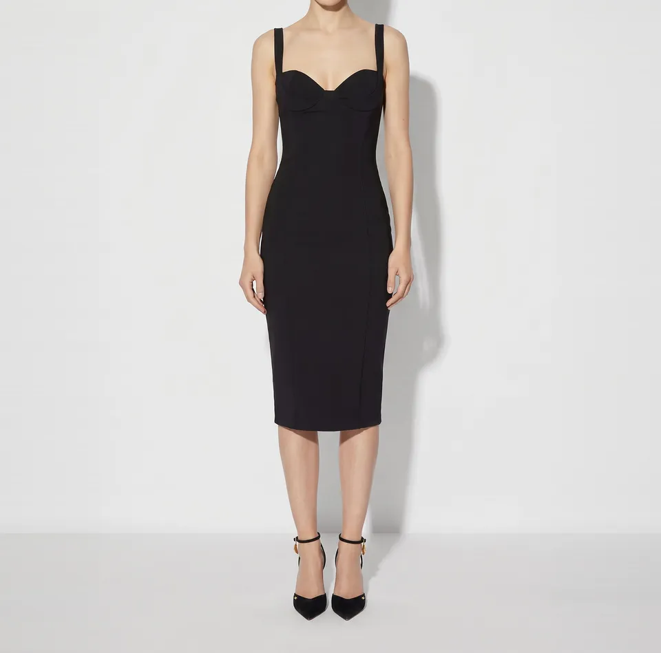 Elisabetta Franchi AB00267E2 abito midi nero aderente