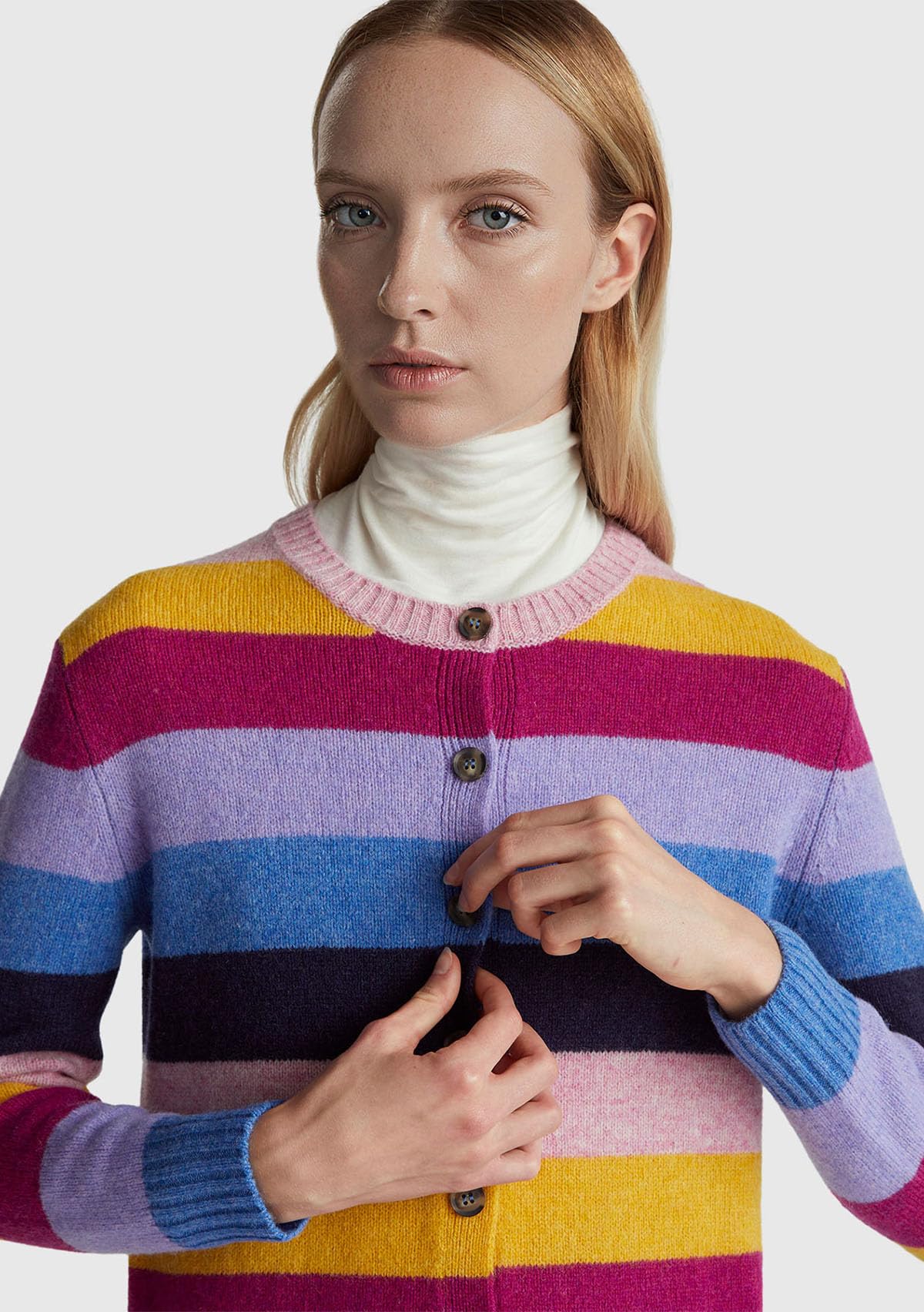 Benetton 103ME5014 cardigan donna blu manica lunga
