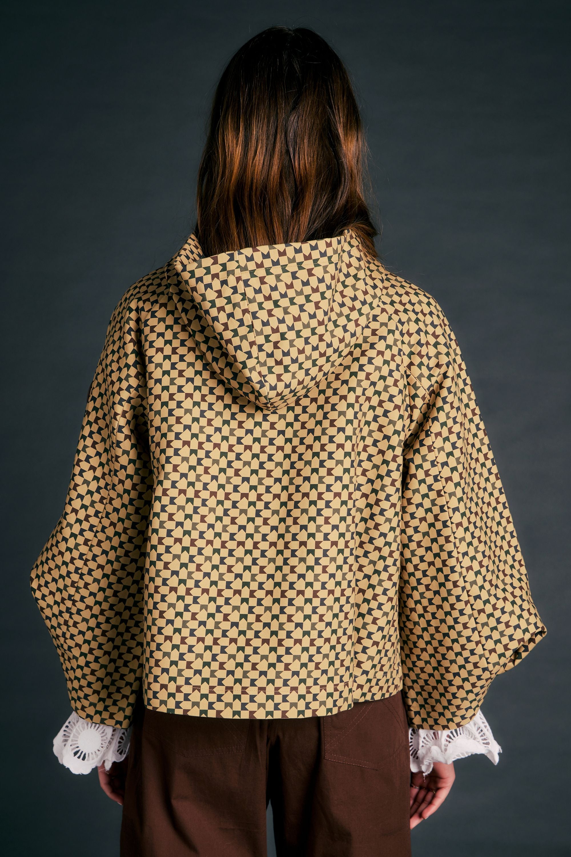 Karen Walker Overtime Jacket giacca tan multi cappuccio