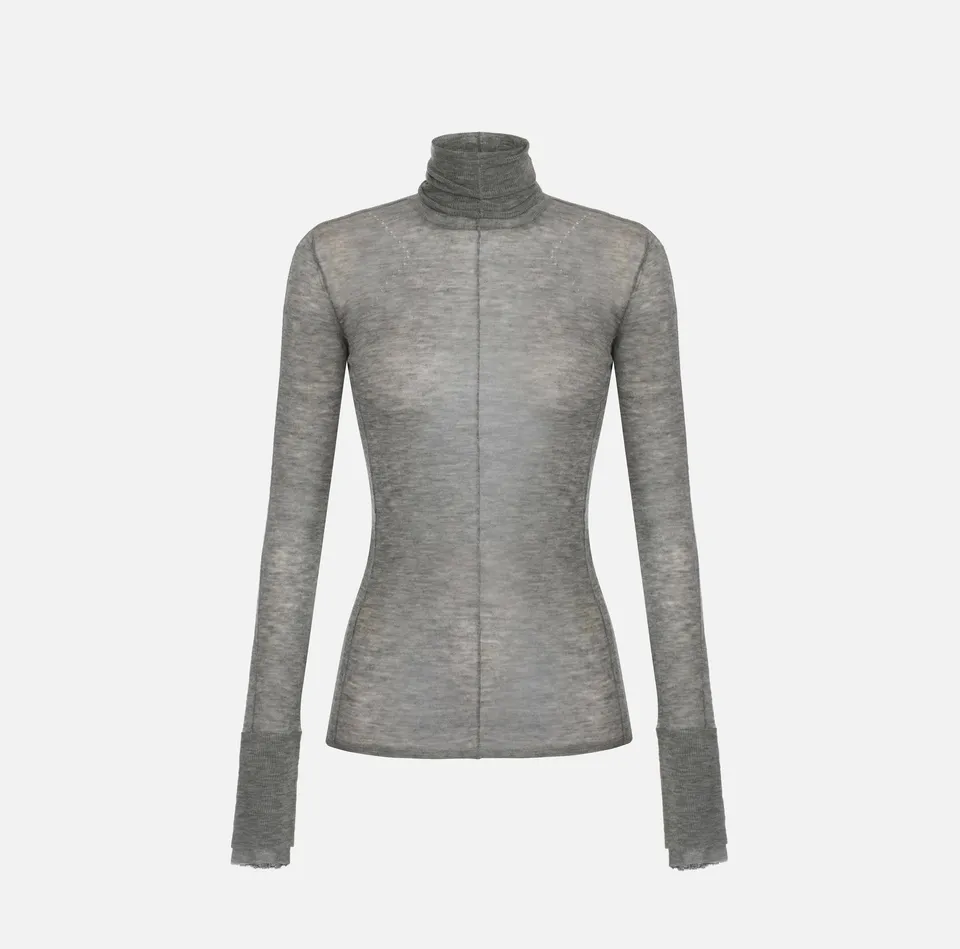Elisabetta Franchi MK04W68E2 maglia grigio melange lana dolcevita