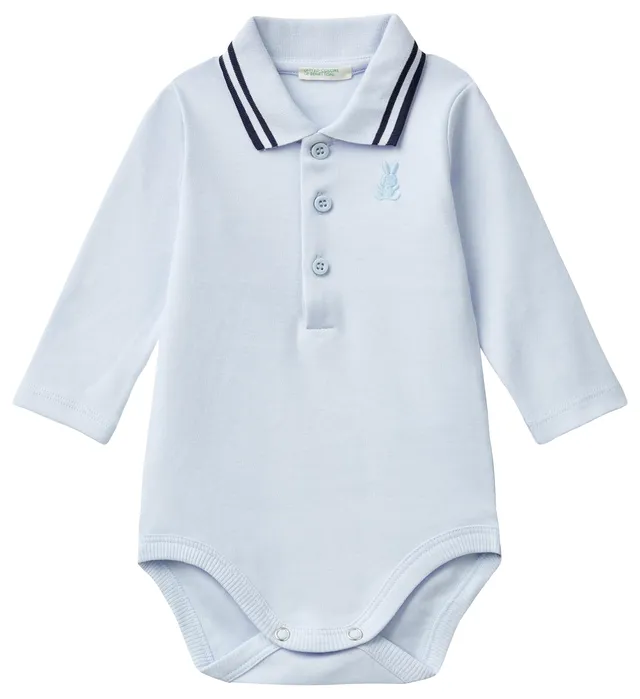 Benetton 3cdiab00f Body Neonato Manica Lunga Cotone Bianco