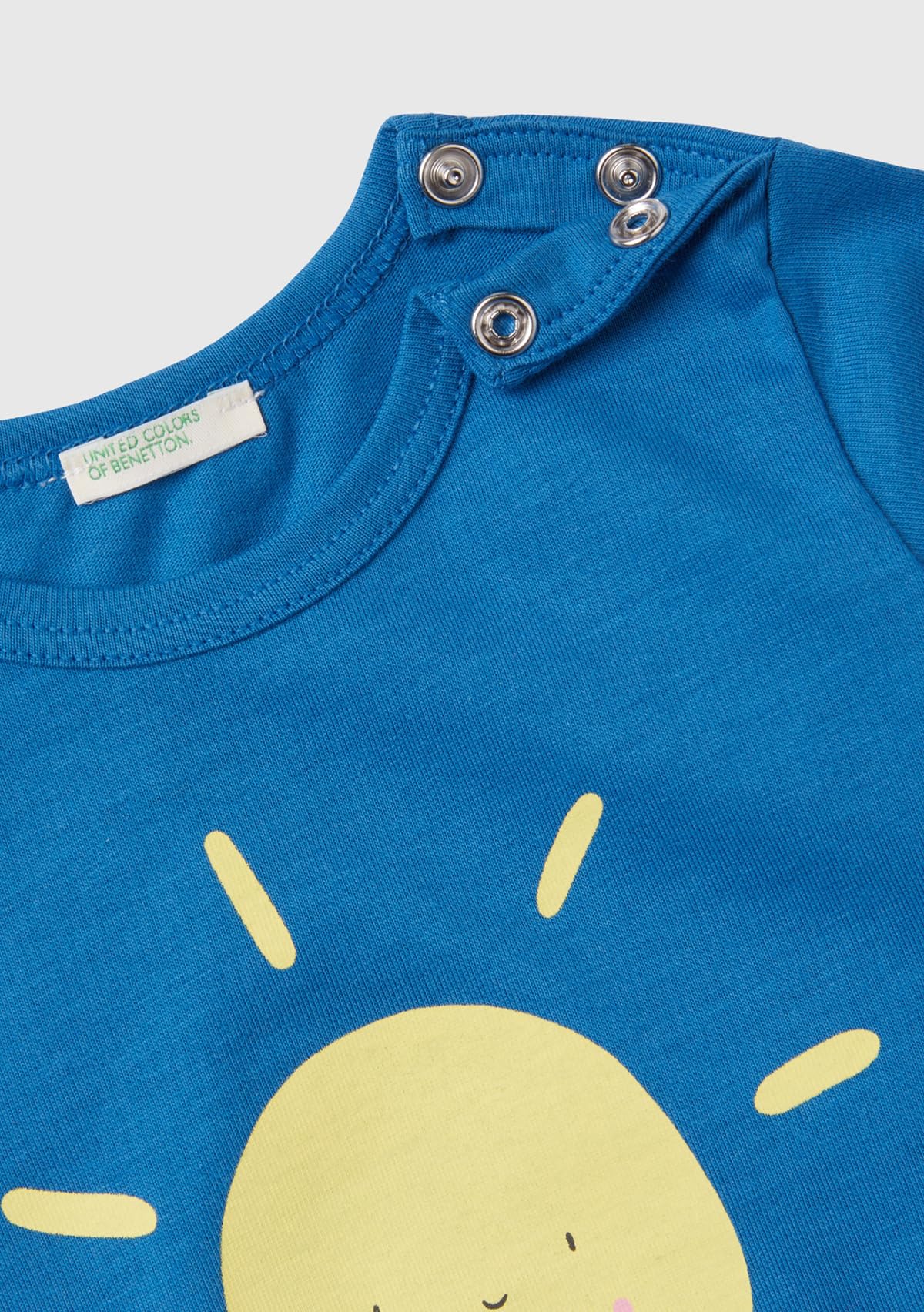 Benetton 3i1xa1051 T-Shirt Neonato Cotone Blu