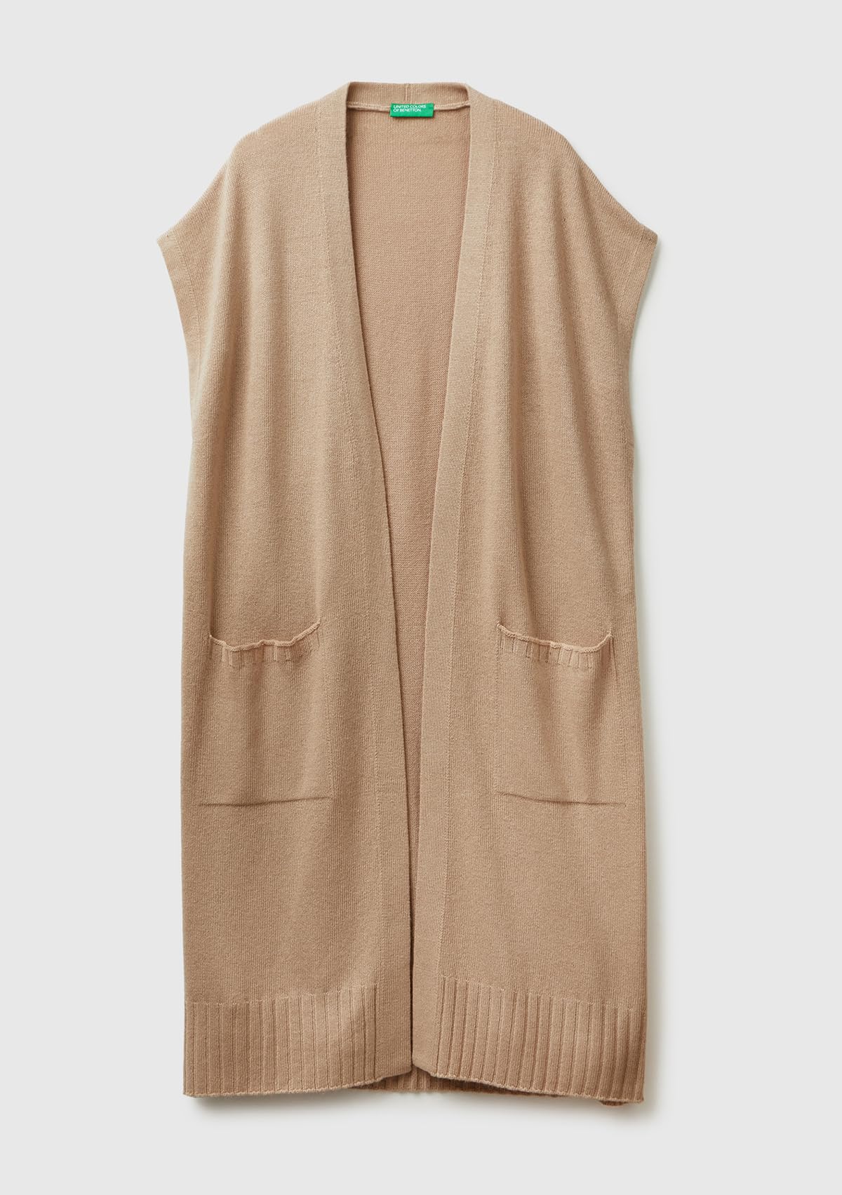 Benetton Maglieria Cardigan Gilet Lungo Senza Bottoni