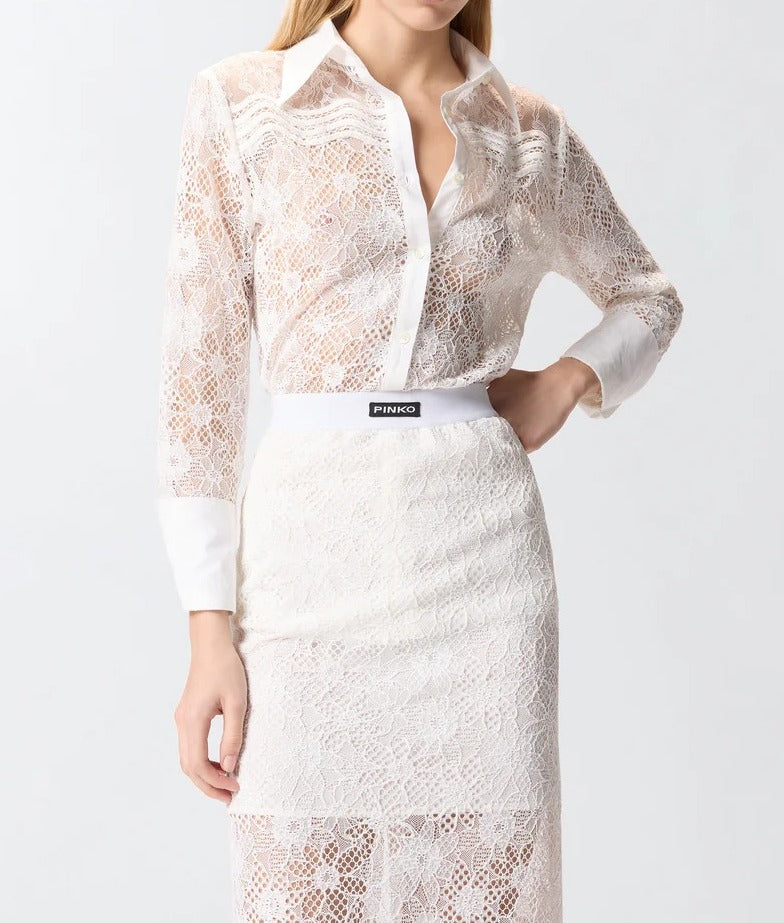 Pinko 106600 A381 Coline camicia bianca pizzo