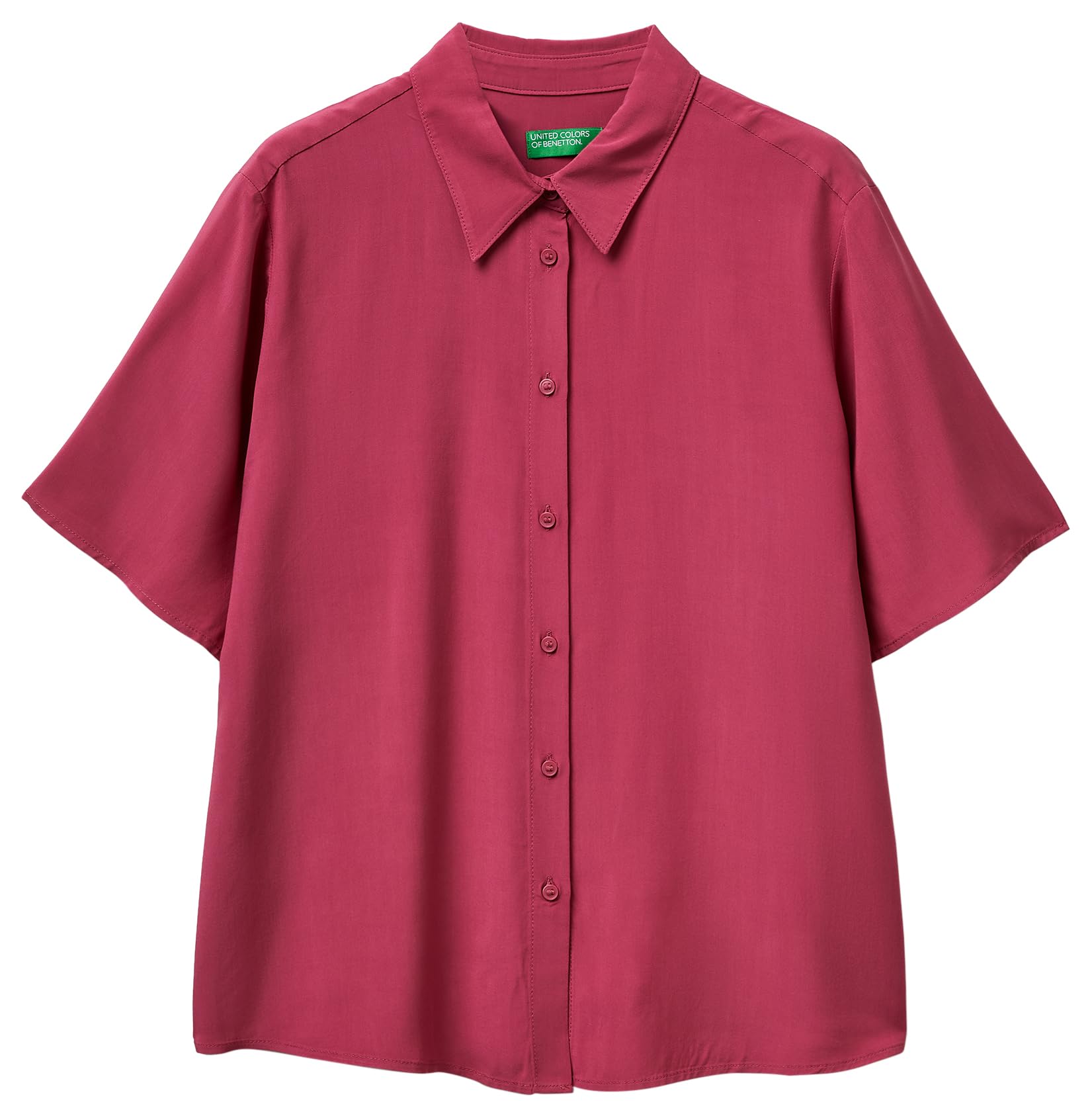 Benetton 5WPWDQ0B1 Camicia Donna Rosa XXS Viscosa