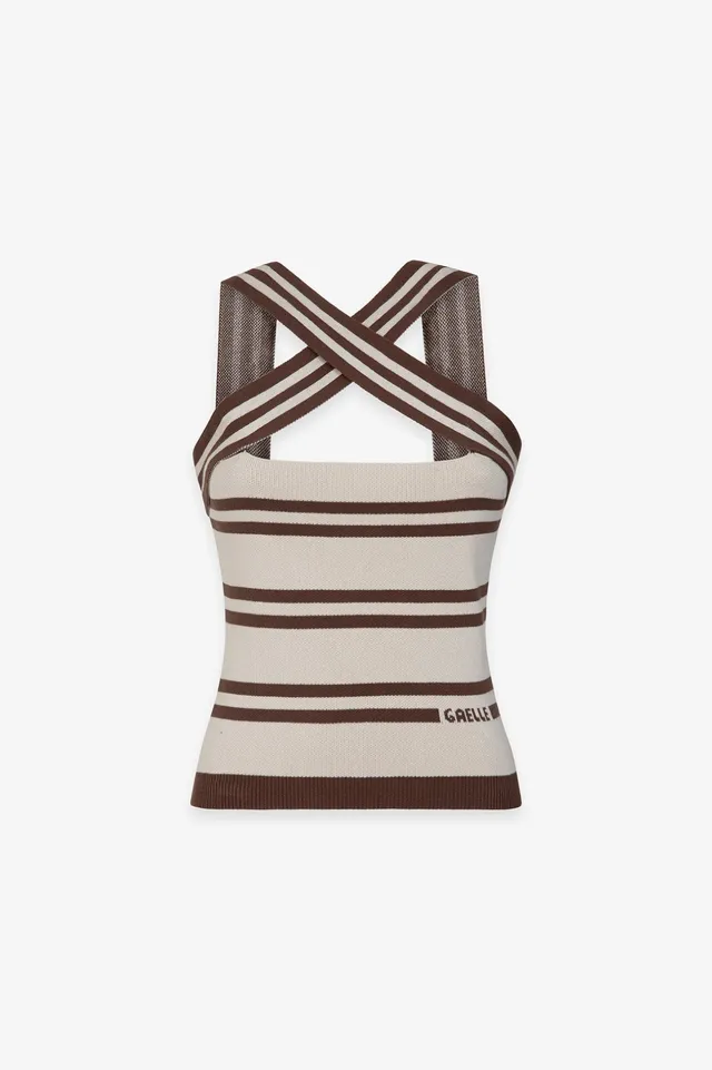 Gaelle Paris GAABW09412 top maglia righe moka cotone
