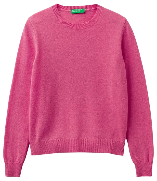 Benetton Maglieria Maglione Girocollo Lana Merino Manica Lunga